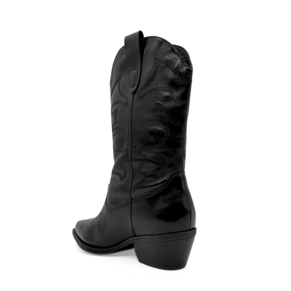 Leather Cowboy Ankle Boots