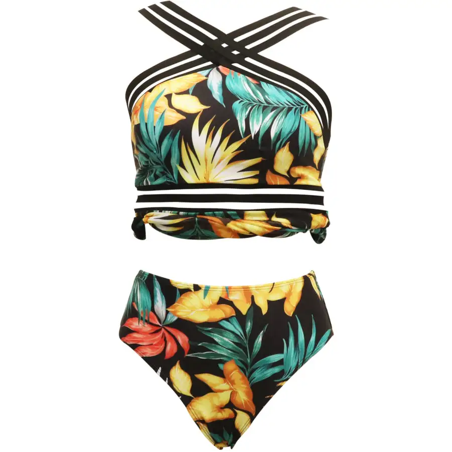 Women's Crisscross Cutout Printed Swim Set