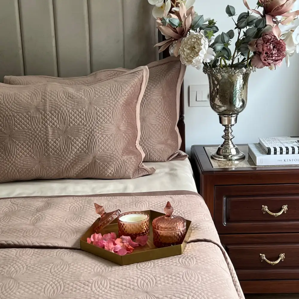 Buff Velvet Bedspread