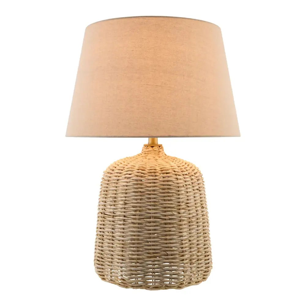 Organic Linen Shade Iron Rattan Linen Table Lamp