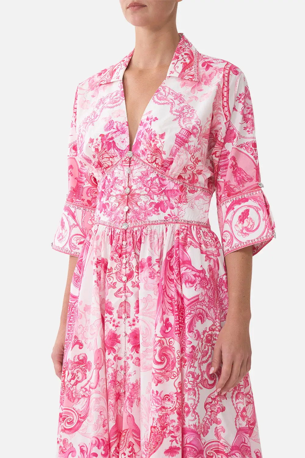 Shaped Waistband Midi Dress
