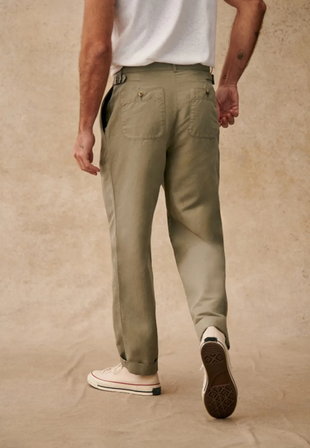 Sage Green Pleated High Waist Straight Trousers