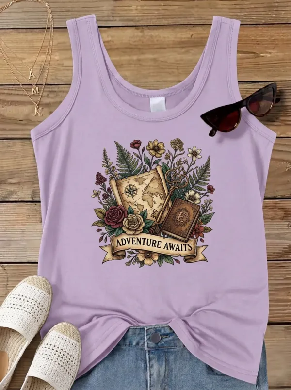 Adventure Map Key Floral Tank Top