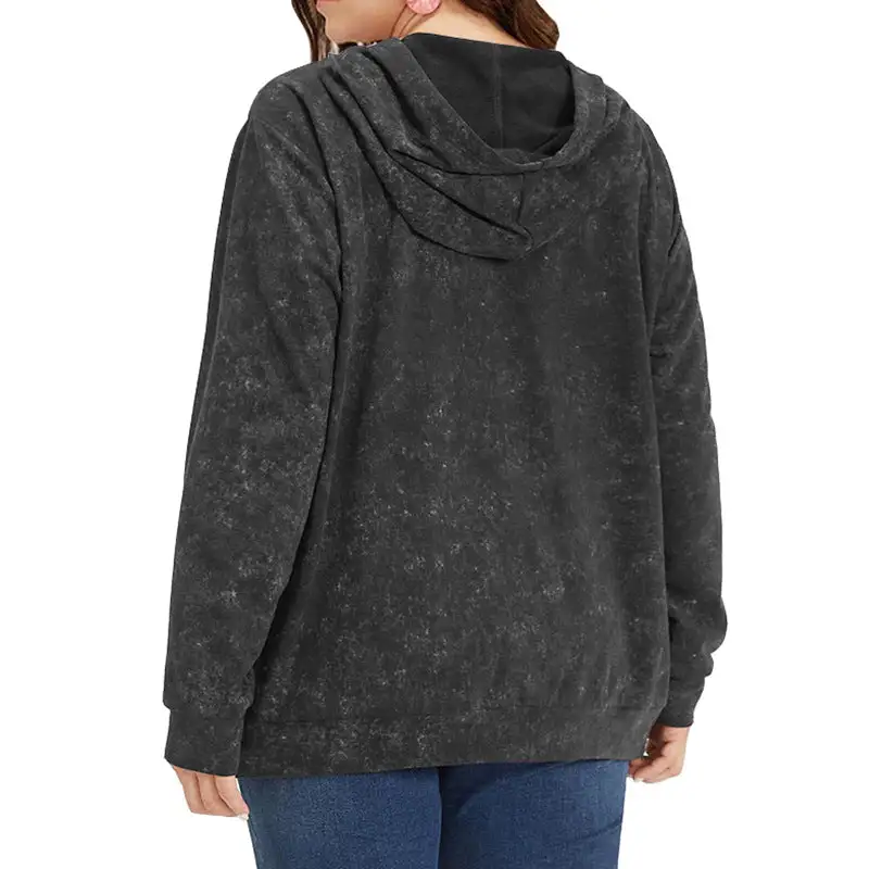 Drawstring Pocketed Long-Sleeve Textured Hoodie