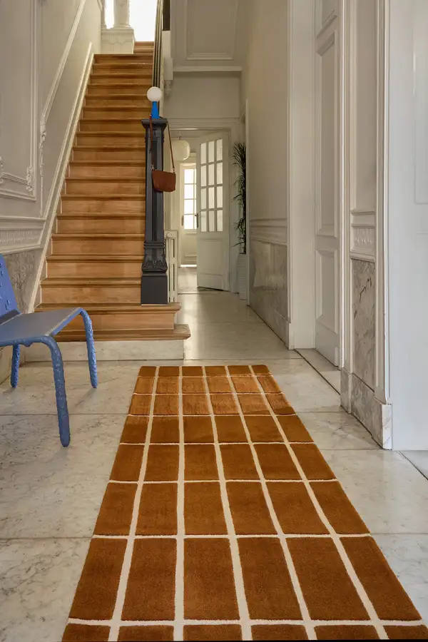 Wool Tufted Geometric Layered Runner Rug