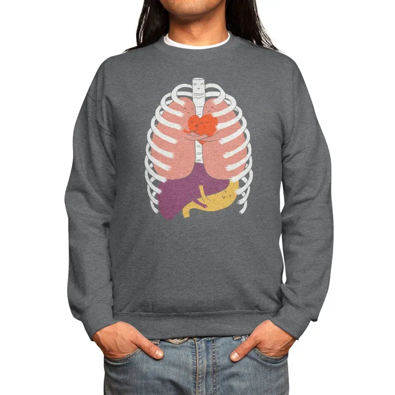 Cute Hugging Organs Design Sweatshirt