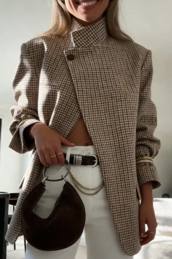 Structured Plaid Vintage Blazer