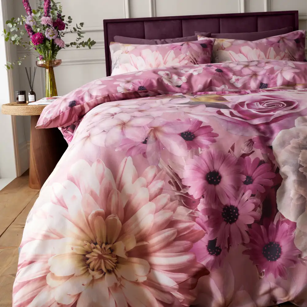 Printed Floral Microfiber Duvet Cover Set