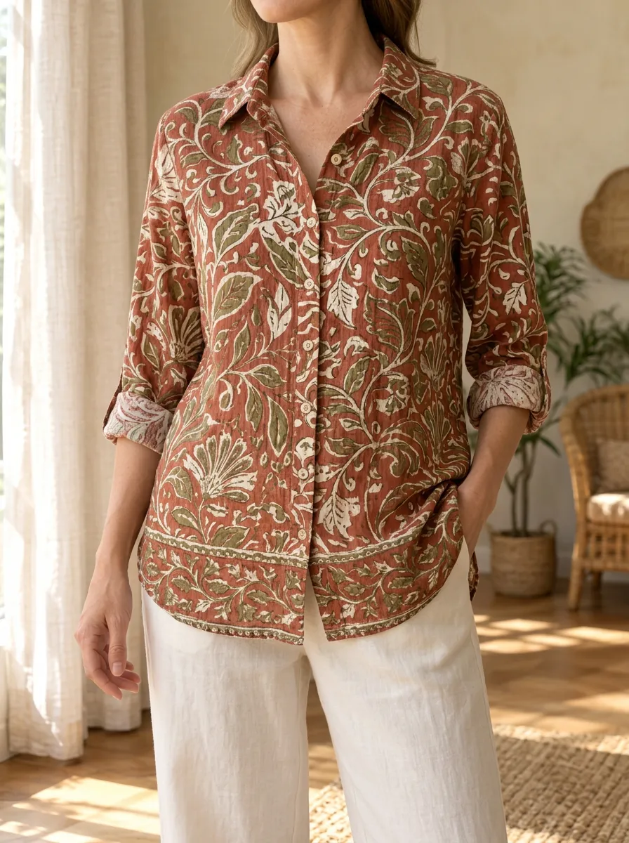 Women's Garden Boho Floral Botanical Shirt