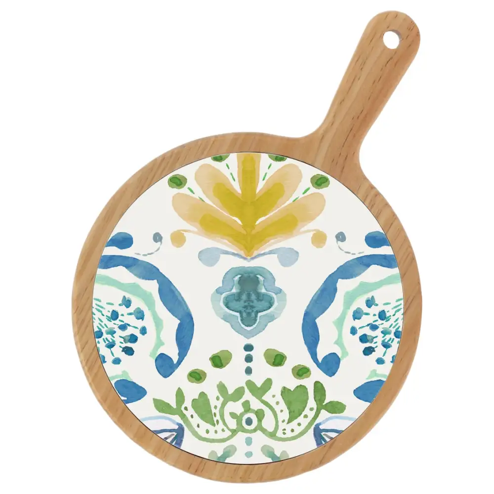 Ivy Motif Bamboo Ceramic Cheese Board