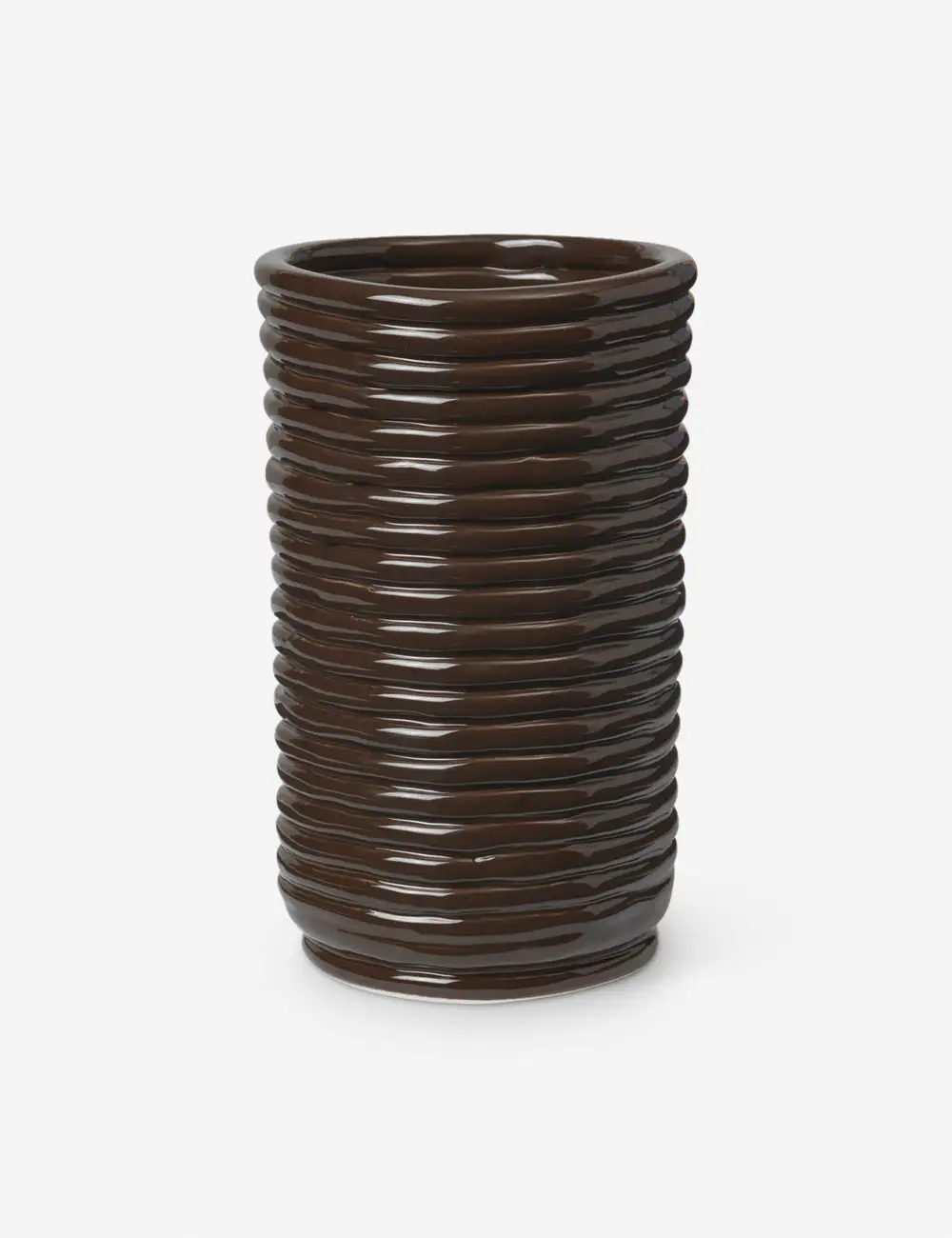 Sculptural Corduroy Textured Glossy Finish Ceramic Decorative Vase