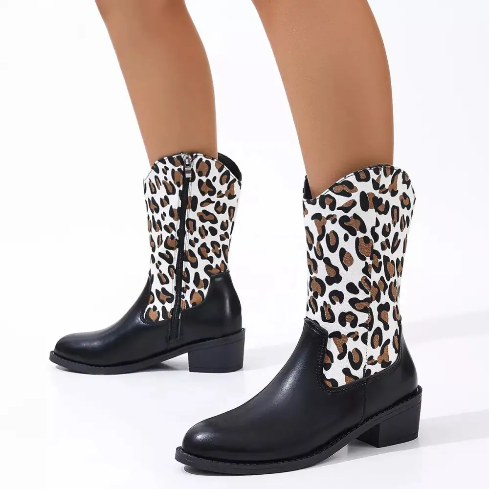 Wrap Point Toe Block Heels Boots