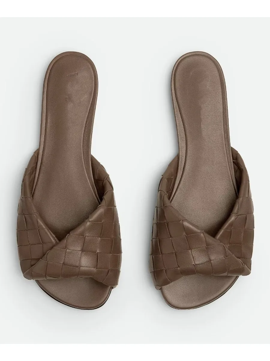 Rosalind Leather Woven Round-Toe Sandals