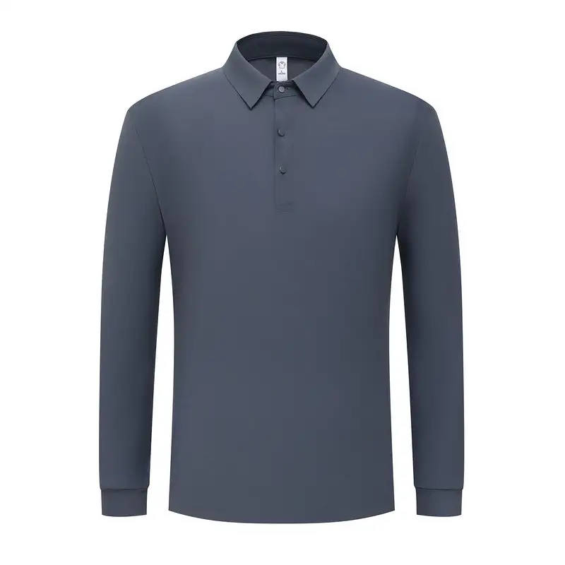 Men's Snap-Button Long-Sleeve Polo Shirt