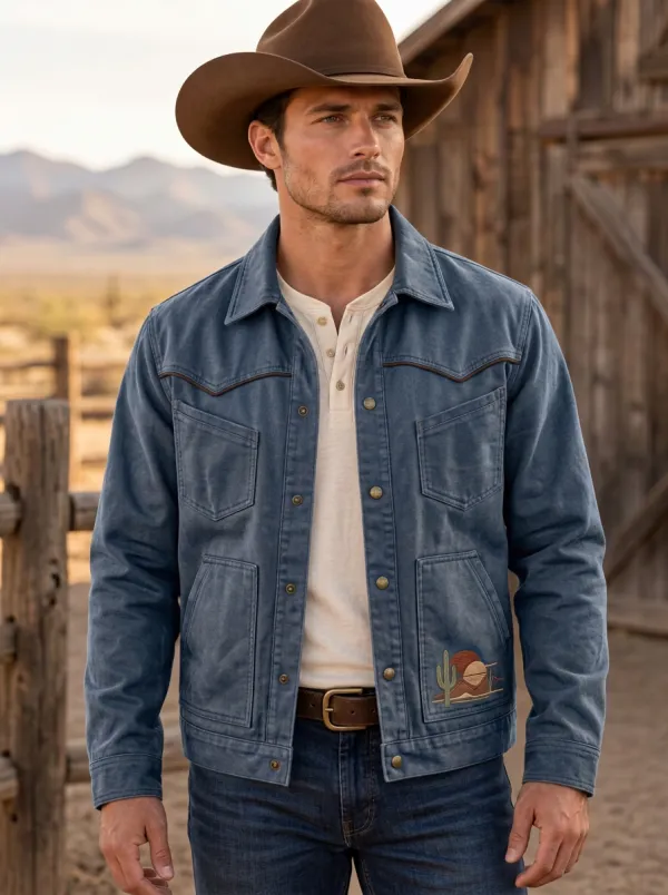 Desert Range Cactus Desert Sunset Ranch Look Men's Western Jacket