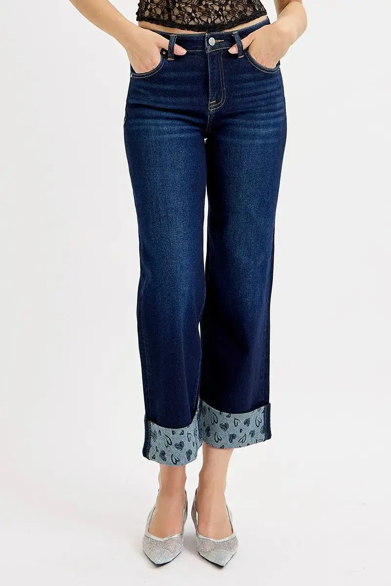 Soft Mid Rise Wide Leg Denim Jeans