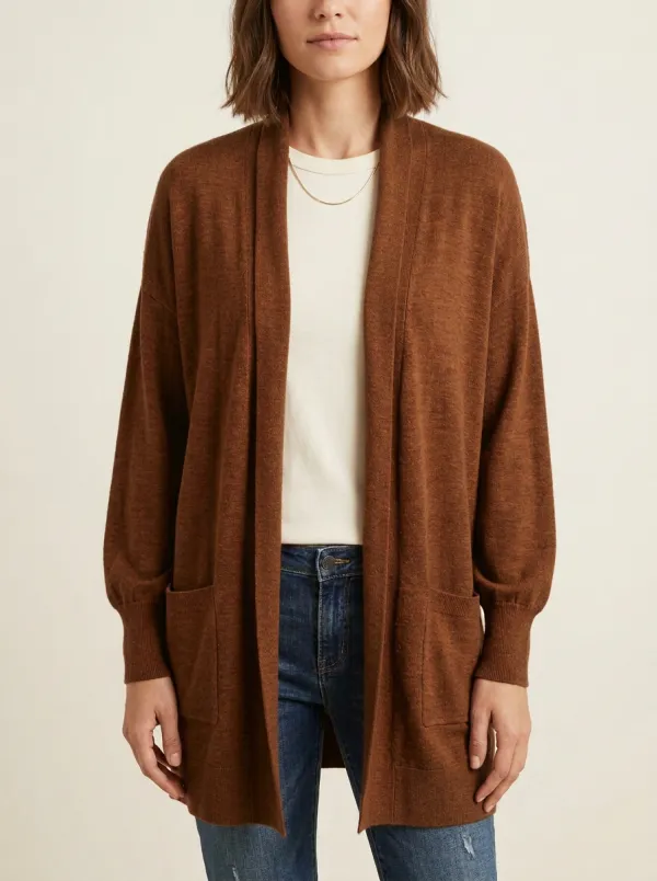 Textured Open-Front Knit Cardigan