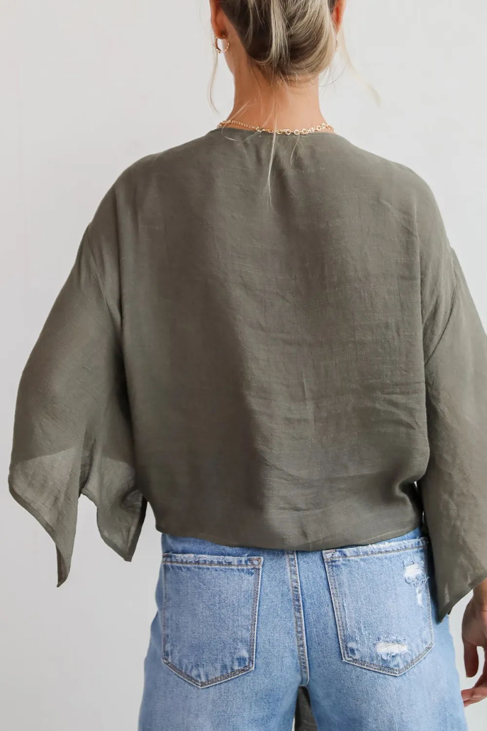 Olive Tie-Front Blouse