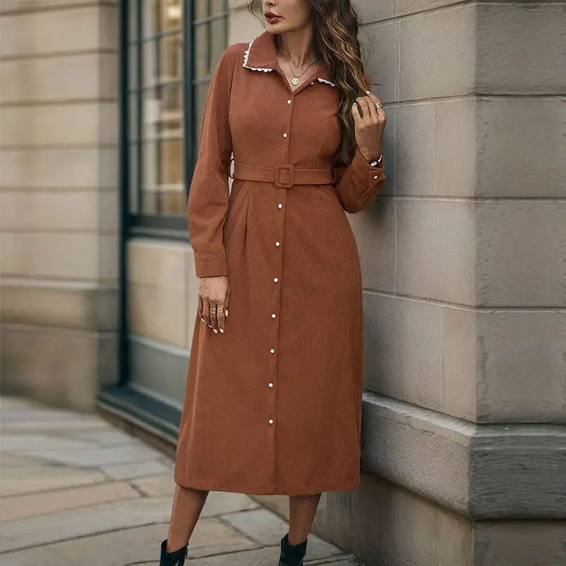 Women's Shirt Long-Sleeve Ruffled Dress