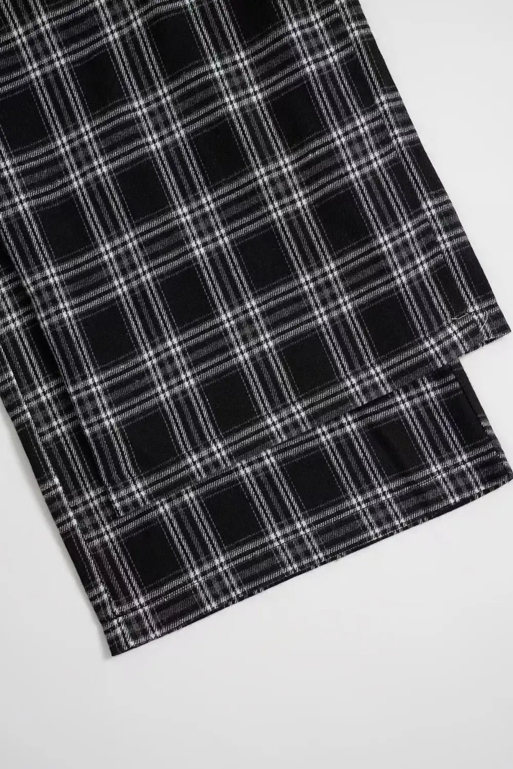 Textured Plaid Wide Leg Pants