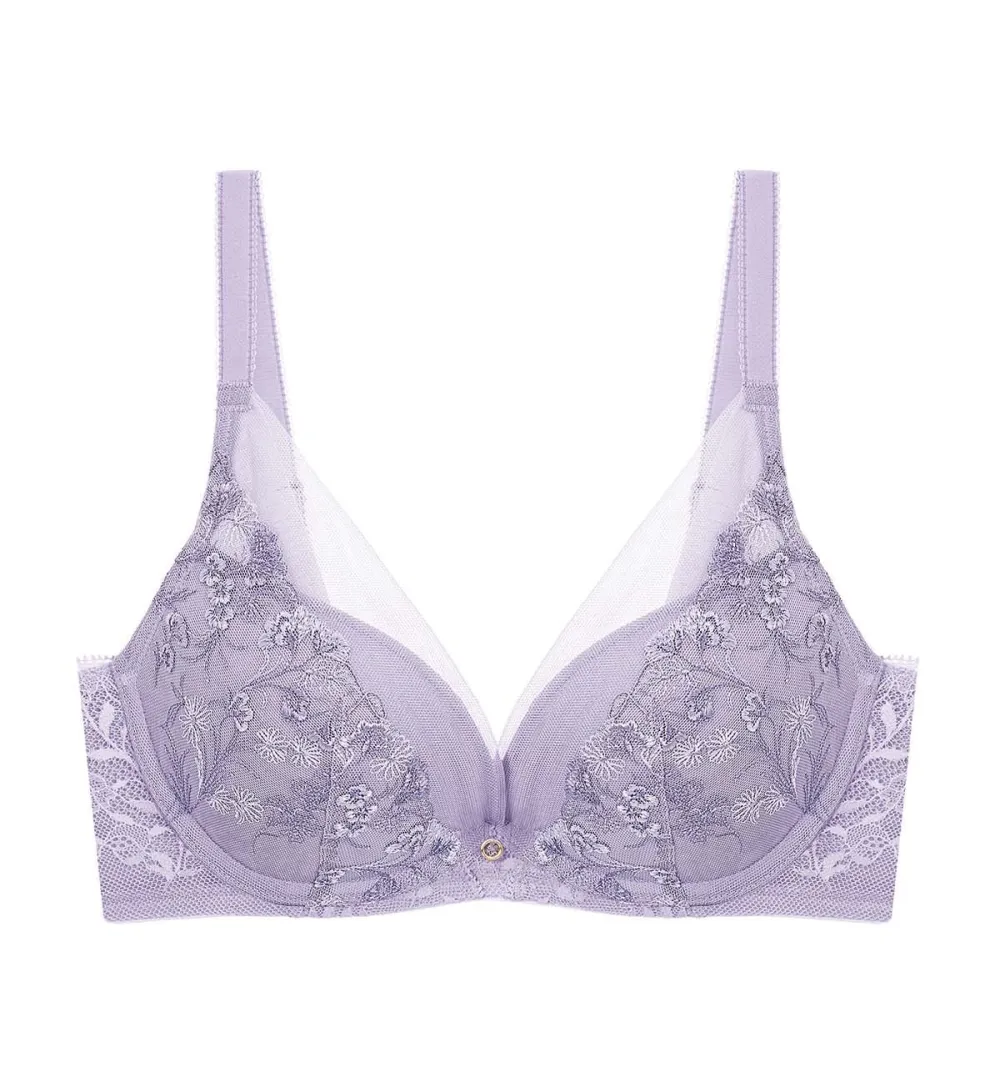 Women's Flexible Wired Deep-V Push-Up Lace Cooling Bra
