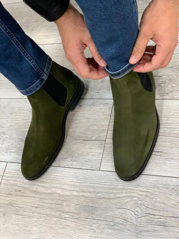 Textured Leather Chelsea Boots