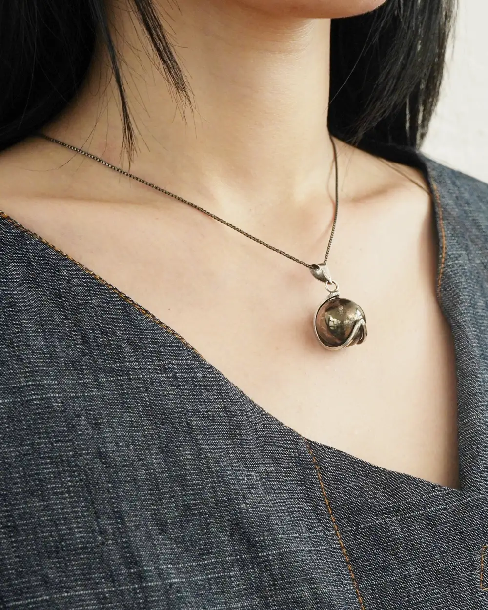 Chain Necklace with Chime Ball Charm