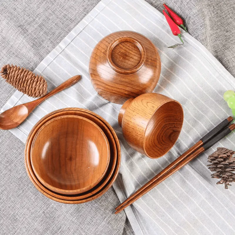 Jujube Wood Serving Bowl Set
