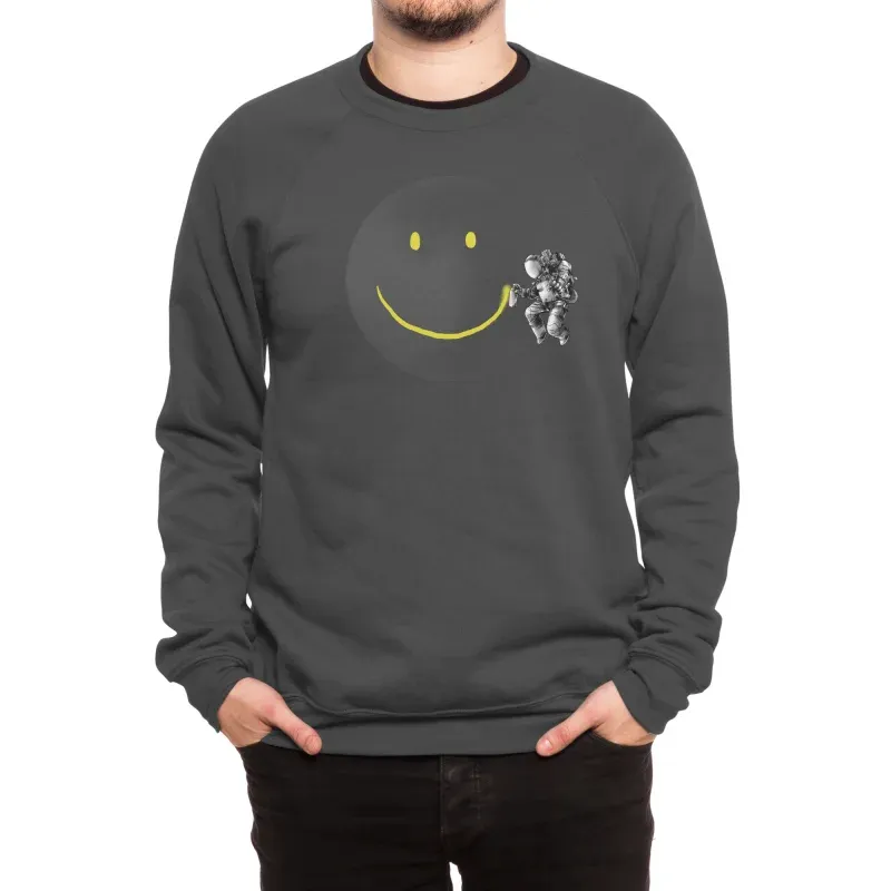Astronaut Painting Smiley Moon Sweatshirt