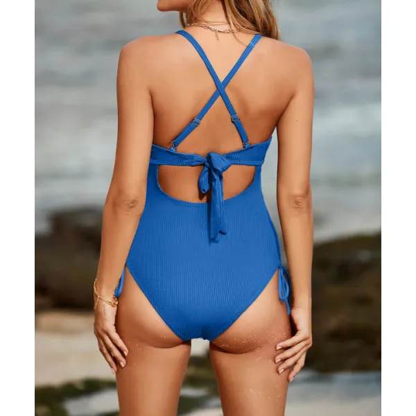 Women's Cutout V-Neck One-Piece Swimsuit