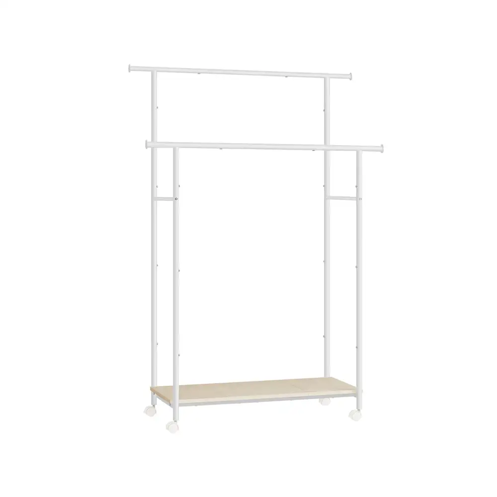 Double Rod Clothes Rail With Shelf
