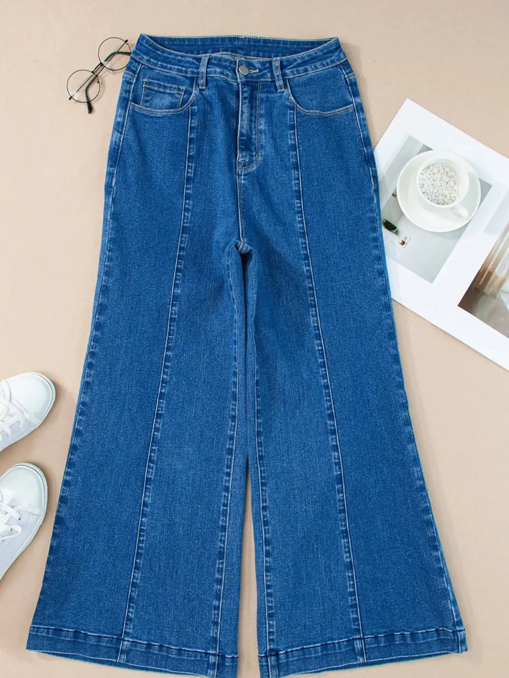 Flare Leg Seam Detail Denim Jeans