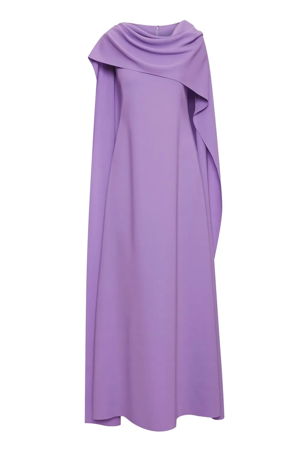 Solid Round Neck Cape Sleeve Maxi Dress
