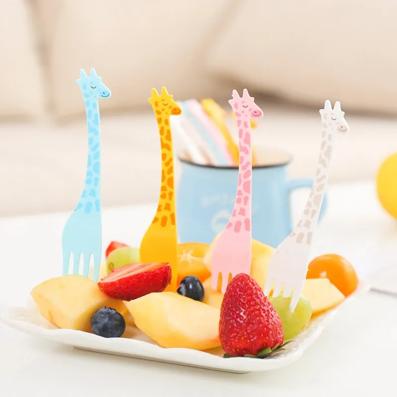 Giraffe Fruit Fork Cute Children's Plastic Tableware Set