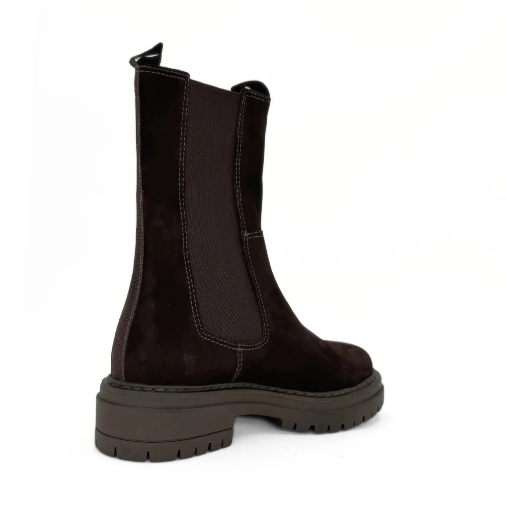 Nubuck Stretch Lug Sole Ankle Boots