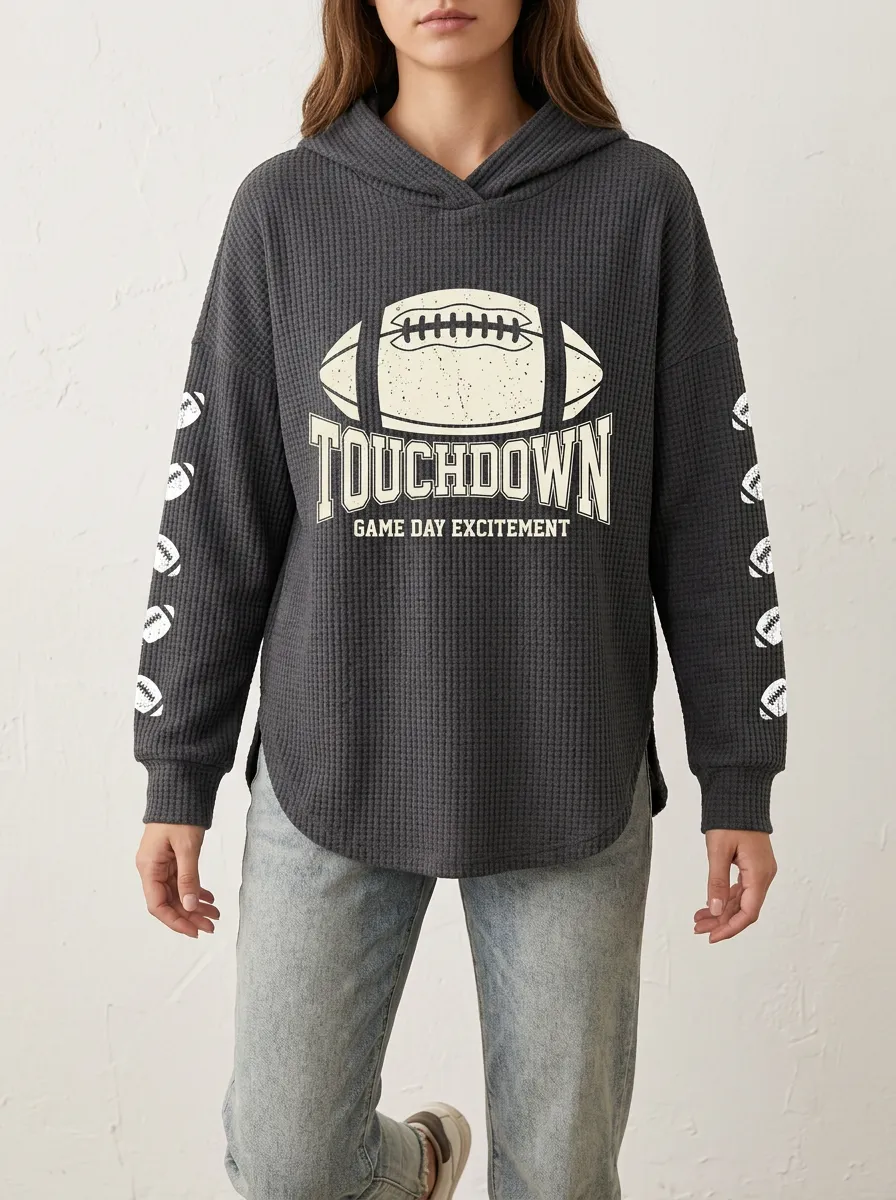 Football Graphic Casual Hoodie