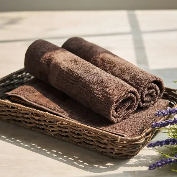 Brown Cotton Hand Towel Set
