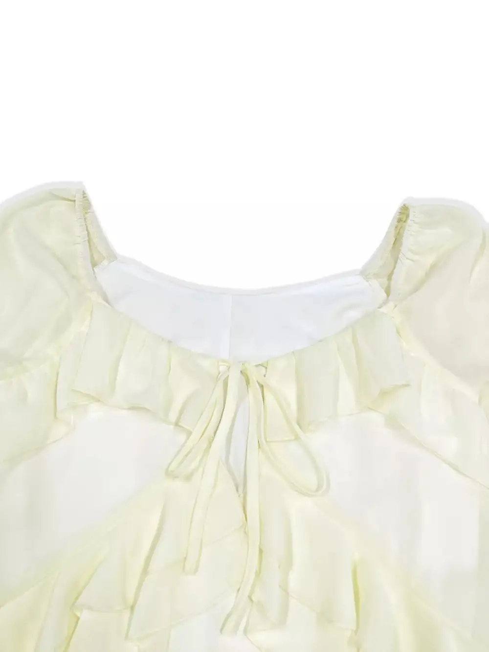 Textured Detail Ruffle Long Sleeve Mini Dress