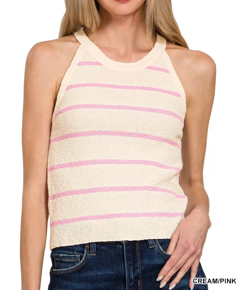 Stripe Sweater Tank Top Lightweight Design