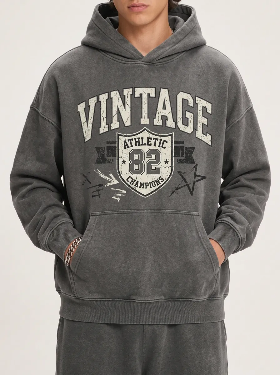 Men's Vintage Athletic 82 Champions Shield Printed Hoodie