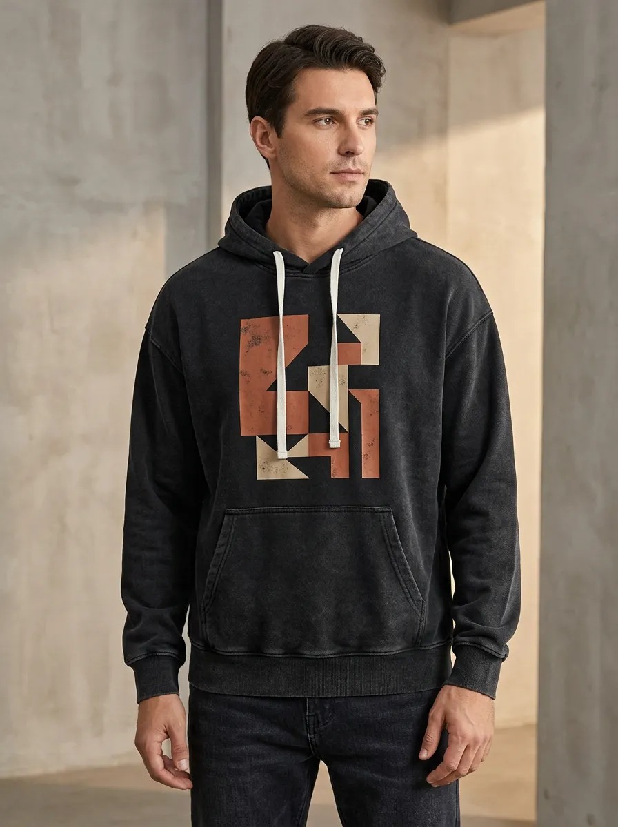 Men's Everyday Geometric Abstract Art Print Hoodie
