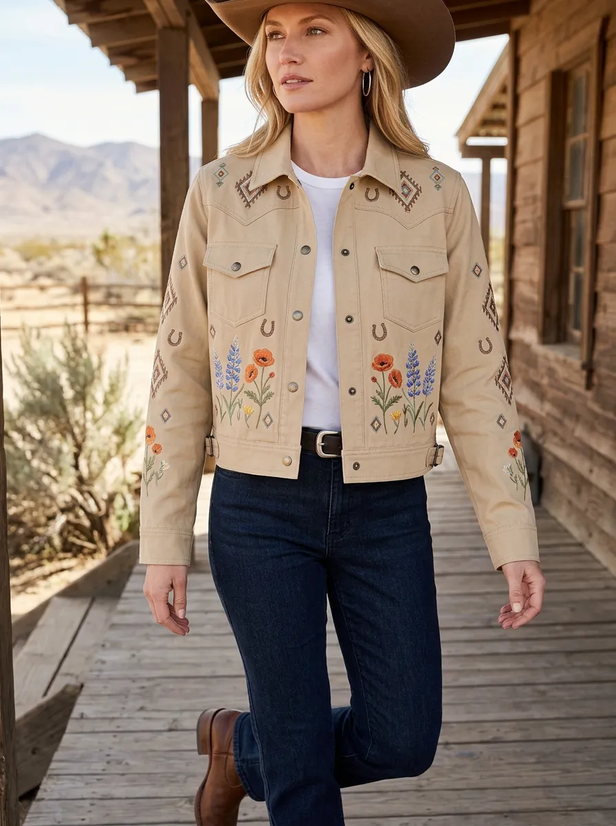 High Plains Horseshoe Horse Floral Finish Women's Western Jacket