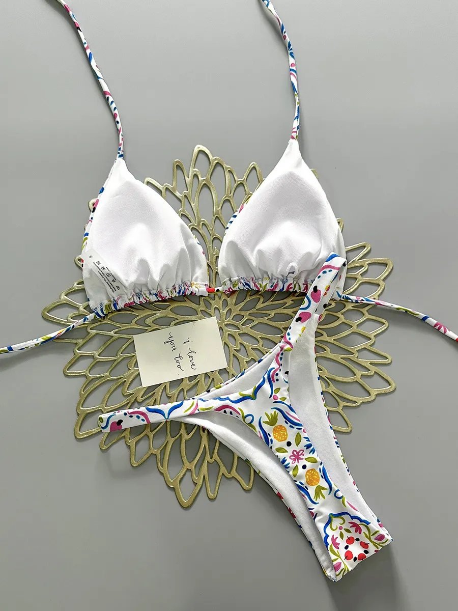 Evangeline Multi-Color Printed Strappy Bikini Two Piece Set