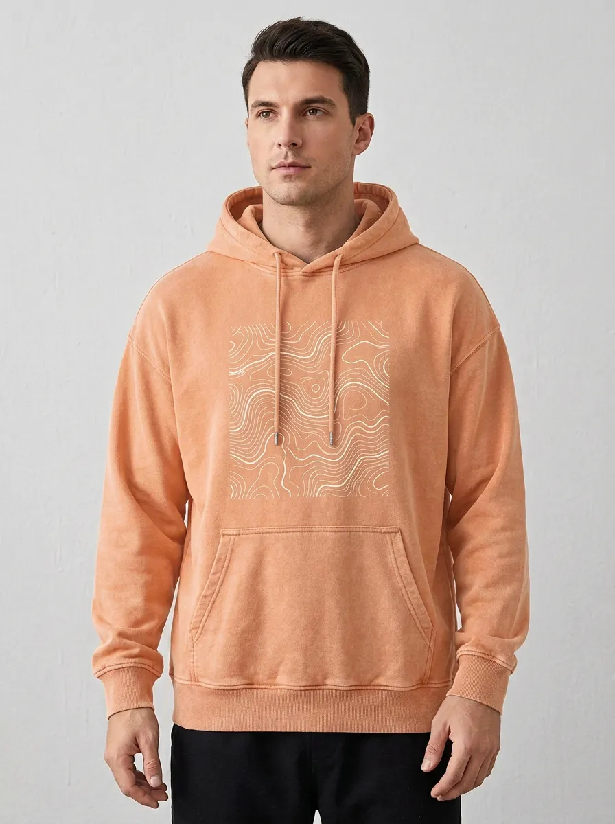 Men's Outdoor Adventure Topographic Map Print Hoodie