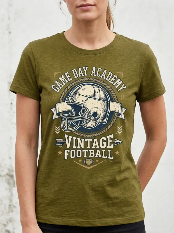 Women's Football Lover Vintage Helmet Graphic T-shirt