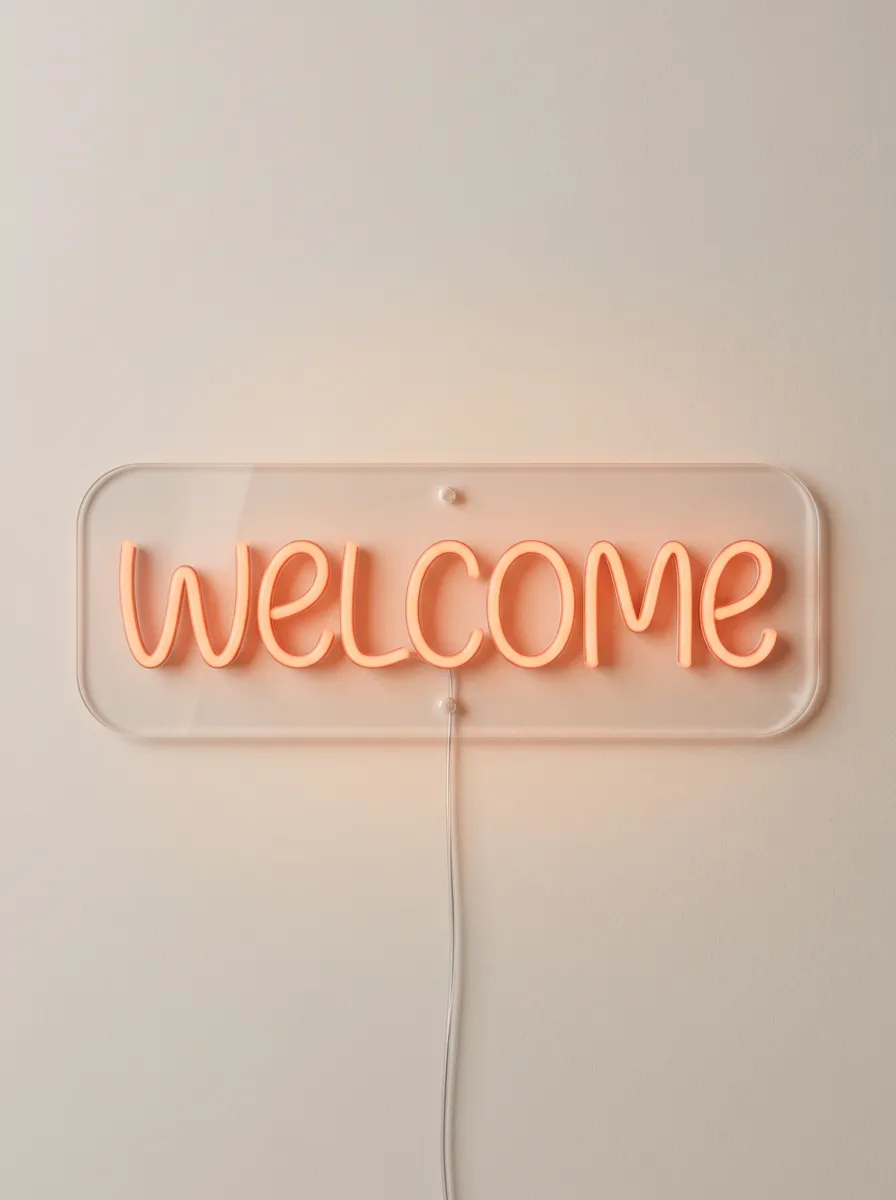 Portable Script Welcome Neon Sign