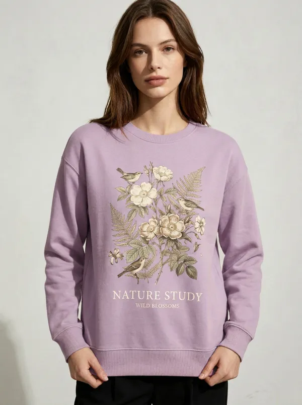 Nature Lover Bird And Wildflower Sweatshirt