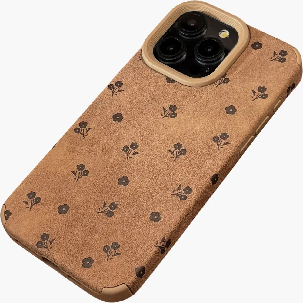 Floral Textured Leather Look Textured Phone Case
