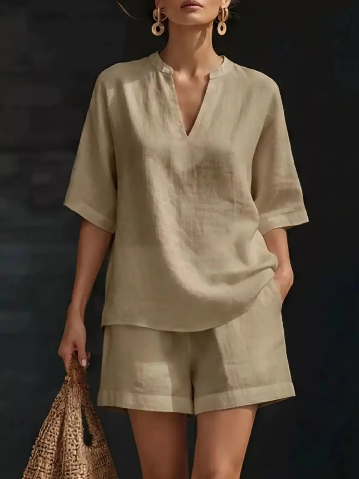 Polished Refined Pocketed Top and Shorts Matching Set