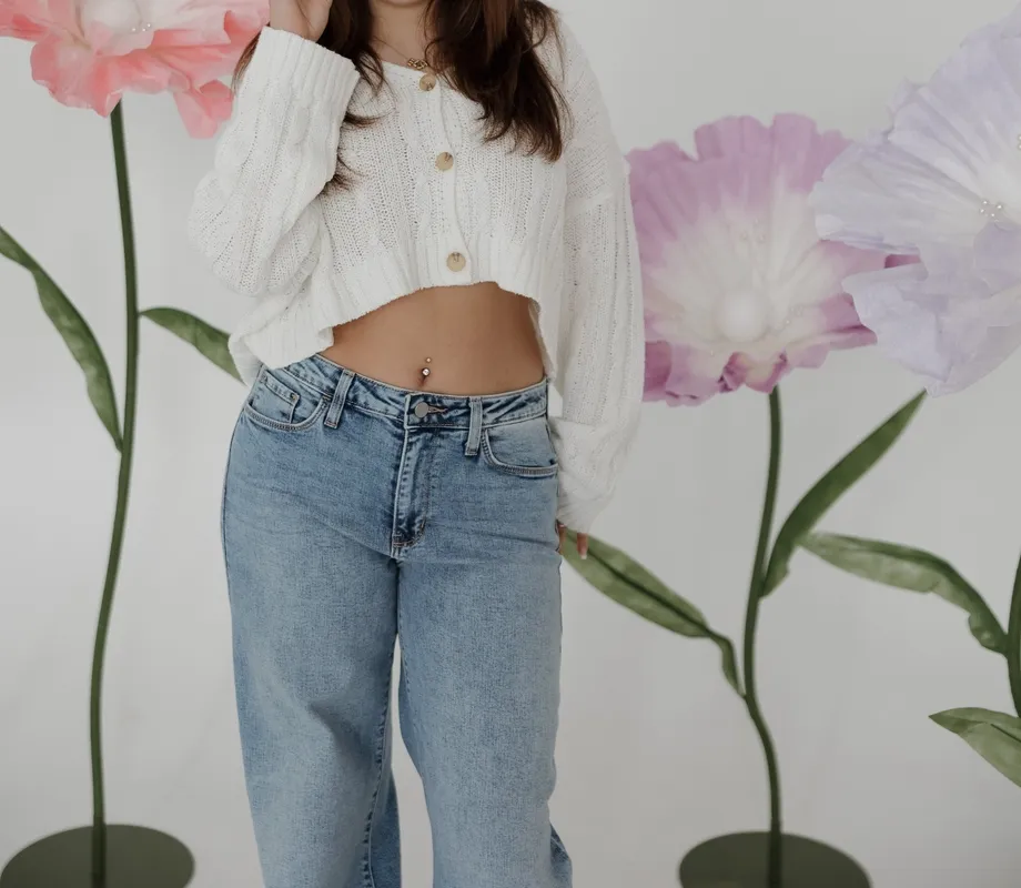 White Relaxed Button Detail Top